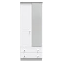 Monroe Ready Assembled Wardrobe with 2 Doors and 2 Drawers with Mirror - White Matt / White
