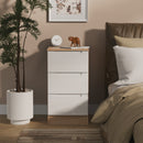 Milan 3 Drawer Bedside in White Gloss & Bardolino Oak - Ready Assembled
