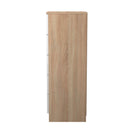 Milan 5 Drawer Bedside in White Gloss & Bardolino Oak - Ready Assembled