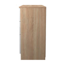 Milan 6 Drawer Chest in White Gloss & Bardolino Oak - Ready Assembled