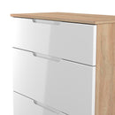 Milan 3 Drawer Deep Chest in White Gloss & Bardolino Oak - Ready Assembled