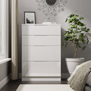Milan 4 Drawer Deep Chest in White Gloss & White - Ready Assembled