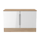Milan Compact 2 Door TV & Media Unit in White Gloss & Bardolino Oak - Ready Assembled