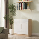 Milan 2 Door Cabinet in White Gloss & Bardolino Oak - Ready Assembled