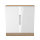 Milan 2 Door Cabinet in White Gloss & Bardolino Oak - Ready Assembled