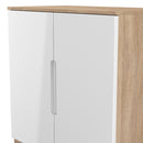 Milan 2 Door Cabinet in White Gloss & Bardolino Oak - Ready Assembled