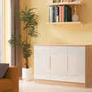 Milan 3 Door Sideboard in White Gloss & Bardolino Oak - Ready Assembled