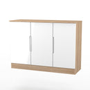 Milan 3 Door Sideboard in White Gloss & Bardolino Oak - Ready Assembled