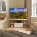 Milan Corner TV Unit in White Gloss & Bardolino Oak - Ready Assembled