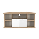 Milan Corner TV Unit in White Gloss & Bardolino Oak - Ready Assembled
