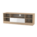 Milan Wide 1 Drawer TV & Media Unit in White Gloss & Bardolino Oak - Ready Assembled