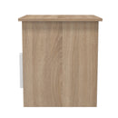 Milan Bottom Drawer Lamp Table in White Gloss & Bardolino Oak - Ready Assembled