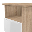 Milan Bottom Drawer Lamp Table in White Gloss & Bardolino Oak - Ready Assembled