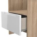 Milan Bottom Drawer Lamp Table in White Gloss & Bardolino Oak - Ready Assembled
