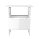 Milan Bottom Drawer Lamp Table in White Gloss & White Matt - Ready Assembled