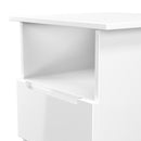 Milan Bottom Drawer Lamp Table in White Gloss & White Matt - Ready Assembled
