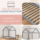 HOMCOM Wooden Single Bed Frame With Tree House Style, White And Grey