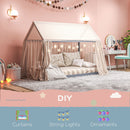 HOMCOM Wooden Single Bed Frame With Tree House Style, White And Grey