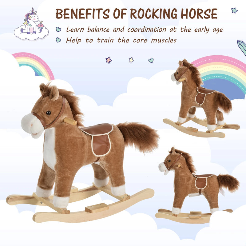 HOMCOM Children's Rocking Horse -  Brown