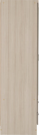NEVADA 3 DOOR 2 DRAWER WARDROBE - OYSTER GLOSS/LIGHT OAK EFFECT VENEER