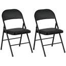 HOMCOM 2 Pack Padded Folding Chairs With Cushioned Seat And Metal Frame White