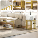 HOMCOM Modern Coffee Table Set Of Two W/ Steel Frame Marble-Effect Gold Tone