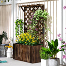 Outsunny Wooden Planter with Trellis and Drainage Holes
