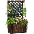 Outsunny Wooden Planter with Trellis and Drainage Holes