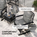 Outsunny Rattan Bistro Set Balcony Furniture with Rocking Chairs, Black
