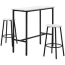 HOMCOM 3 Piece White Bar Table Set For 2 With Stools Steel Frame Footrest