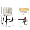 HOMCOM Bar Stools Set Of 2, Breakfast Barstools With Backs, Cream