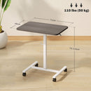 HOMCOM Natural Standing Desk Mobile Overbed Table W/ Wheels For Home Office