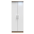 Milan Ready Assembled Wardrobe with 2 Doors - White Matt / Oak