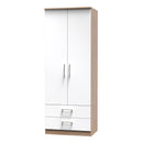 Milan Ready Assembled Wardrobe with 2 Doors and 2 Drawers - White Matt / Oak
