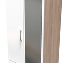 Milan Ready Assembled Wardrobe with 2 Doors and 2 Drawers with Mirror - White Matt / Oak