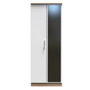 Milan Ready Assembled Wardrobe with 2 Doors and Mirror - White Matt / Oak