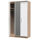 Milan Ready Assembled Wardrobe with Triple Mirror - White Matt / Oak