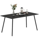Outsunny Garden Table for 6 Person with Slat Top, Steel Frame