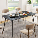 Outsunny Garden Table for 6 Person with Slat Top, Steel Frame