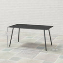 Outsunny Garden Table for 6 Person with Slat Top, Steel Frame