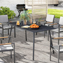 Outsunny Garden Table for 6 Person with Slat Top, Steel Frame