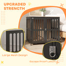 PawHut Dog Crate Furniture with Anti-Chew Resistant Mesh for Dogs - Walnut Brown