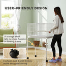 PawHut Bird Cage with Divider, 4 Wooden Perches Slide Out Tray