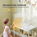 PawHut Bird Cage with Divider, 4 Wooden Perches Slide Out Tray