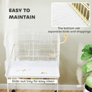 PawHut Bird Cage with Divider, 4 Wooden Perches Slide Out Tray