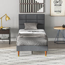 HOMCOM 3ft Upholstered Single Bed Frame W/ Wooden Slat No Box Spring Needed