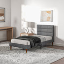 HOMCOM 3ft Upholstered Single Bed Frame W/ Wooden Slat No Box Spring Needed