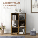 HOMCOM Storage Cabinet Bookcase 6 Cube For Home Office, Rustic Brown