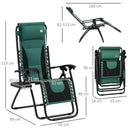 Outsunny 2 Pcs Zero Gravity Lounger Folding Recliner Chair W/ Cup Holder