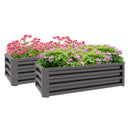 Outsunny Outdoor Planter Box, Steel Raised Garden Bed, Set of 2, Green